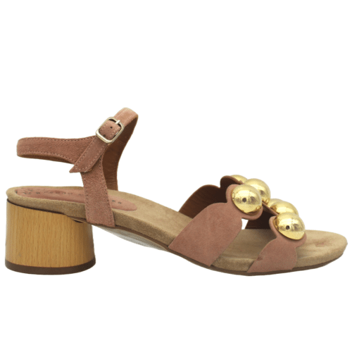 Sandalia Piel Tachas Rosa-Oro Pedro Miralles