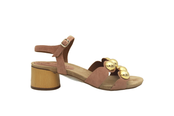 Sandalia Piel Tachas Rosa-Oro Pedro Miralles