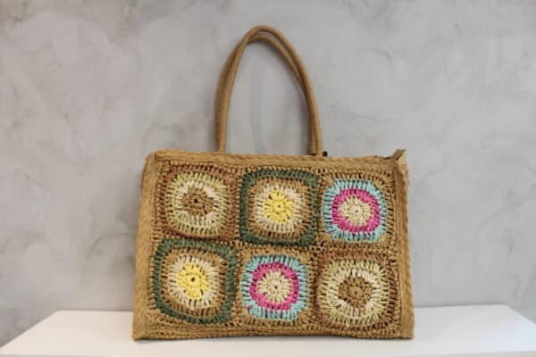 Bolso Verano Cuadrados-Ganchillo en efecto Rafia