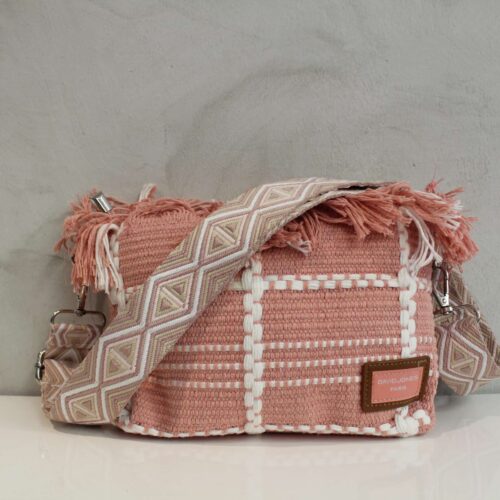 Bolso Bandolera Rosa Tejido BMK