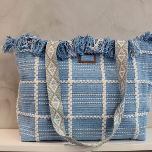 Bolso Azul Tejido BMK
