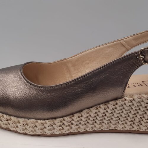 Cuña Pitillos Piel plata-vieja